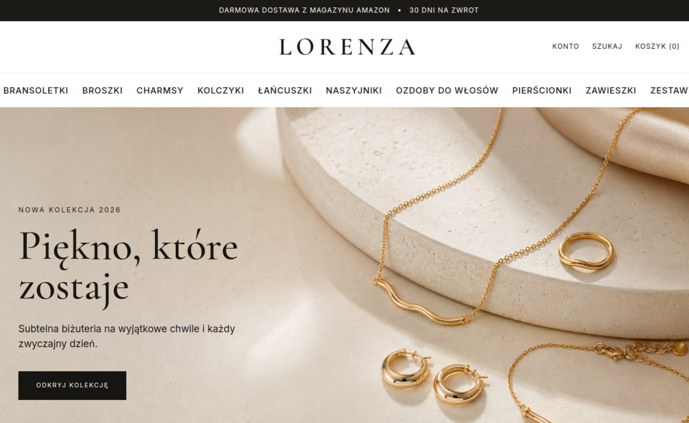 lorenza.pl — strona główna sklepu z biżuterią