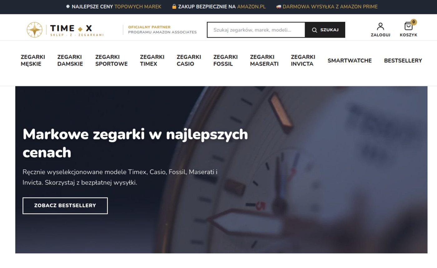 time-x.pl — strona główna sklepu z zegarkami