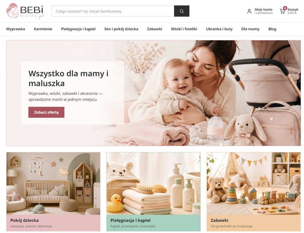 bebimama.pl — strona główna sklepu dla mam i dzieci
